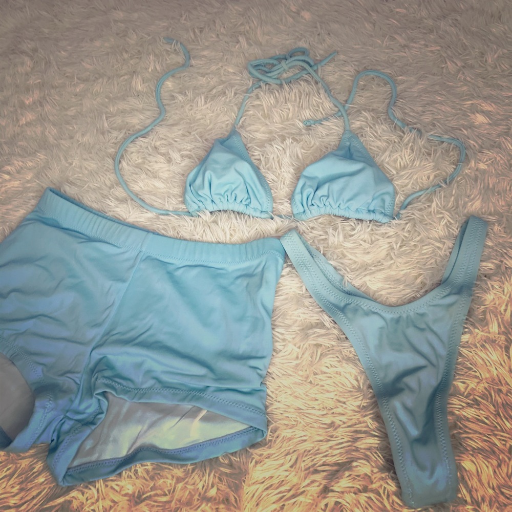 Three piece Blue bikini set